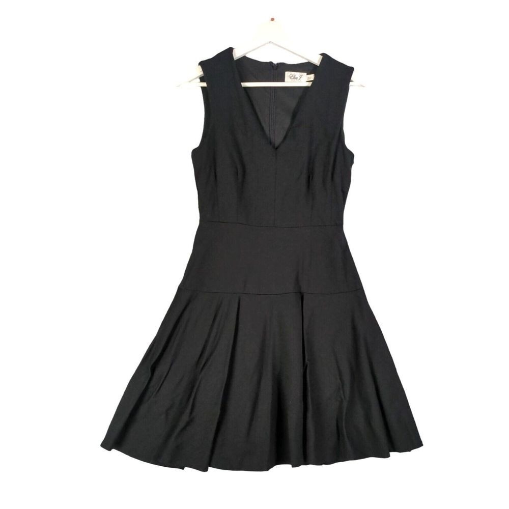 Eliza J Womens Classic Preppy Minimalist Fit & Flare Dress 6 Black Pleated LBD